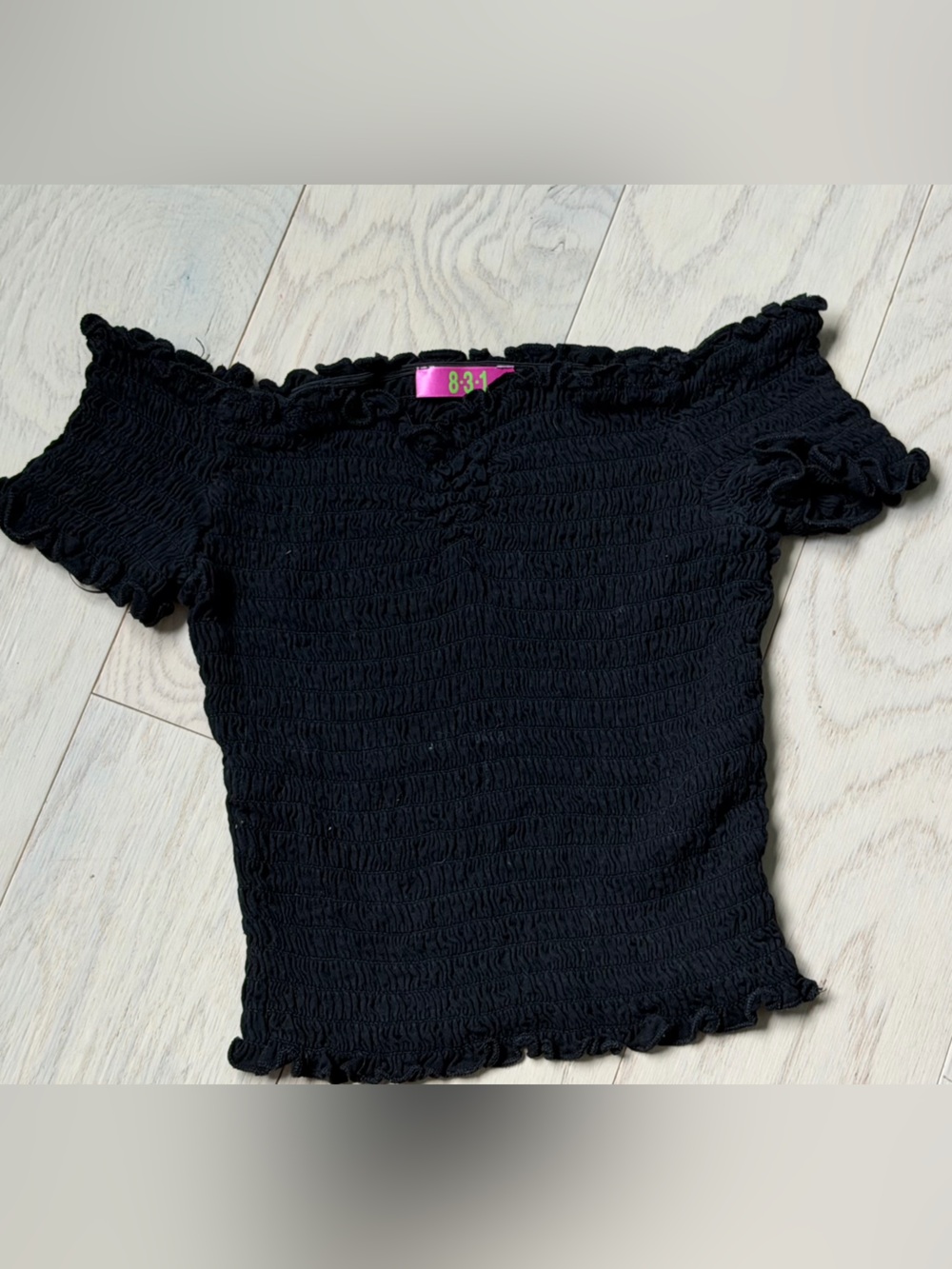 831 Black Shirred Stretch Tube Top
